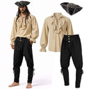Men's Black Pirate Costume Set with Black Pant.