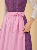 Women’s Oktoberfest Plum Purple Midi Dirndl Dress with Pink Apron