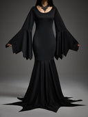 Women's Gothic Bat Sleeve Witch 3-Piece Halloween Costume Set