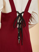 Women's Medieval Viking Apron Dress Set with Laced Back