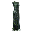 Vestido de noche verde con lentejuelas