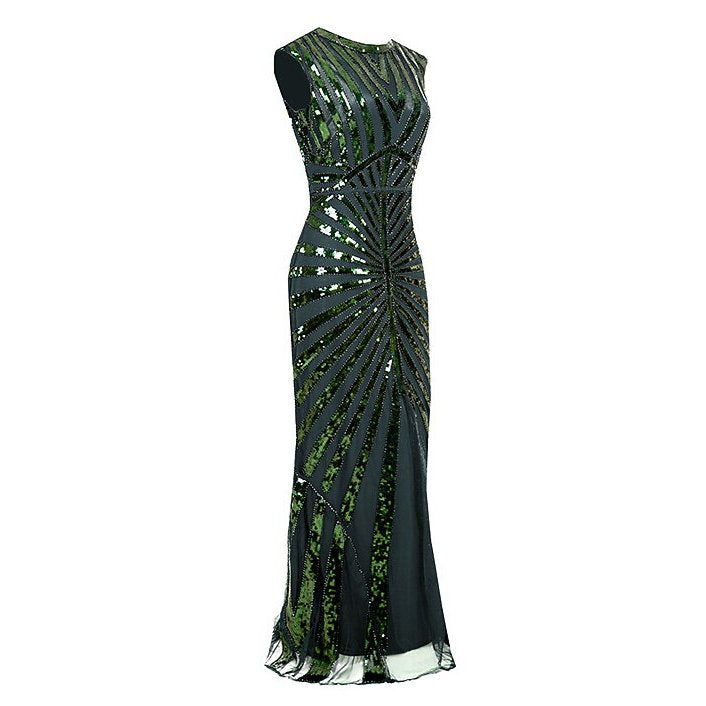 Sequined Green Evening Gown