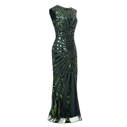 Sequined Green Evening Gown