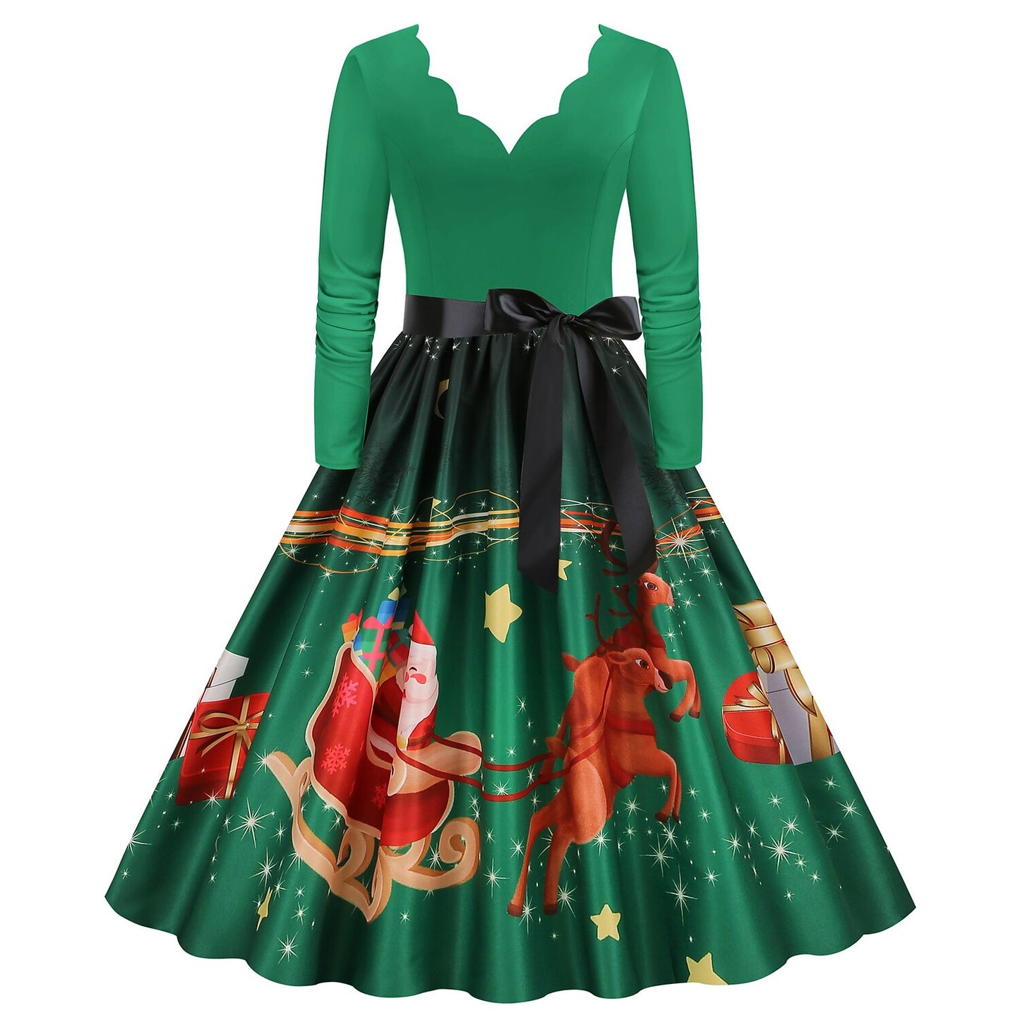 Christmas A-Line Santa Print Dress