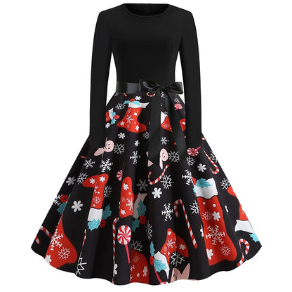 Christmas Print Fit & Flare A-Line Dress