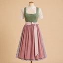 Premium Sage Green & Dusty Rose Oktoberfest Dirndl and White Lace Blouse Set