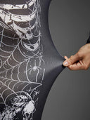 Leotard da donna di Halloween gotico con scheletro e ragnatele