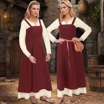 Medieval Viking Apron Overdress Tunic Set Dress