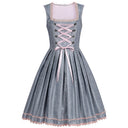 Oktoberfest Gray Dirndl Dress with Pink Lace Apron - Retrorobe