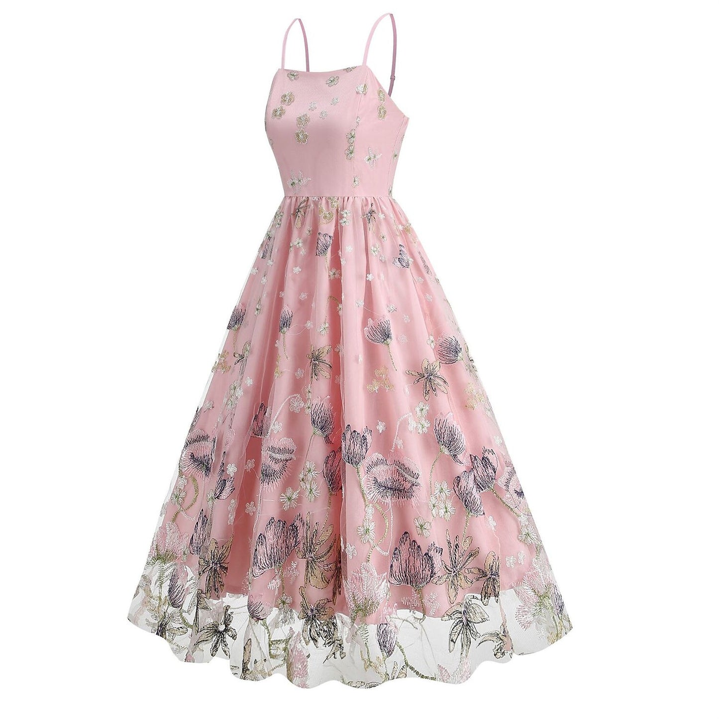 Floral Embroidered Midi Dress