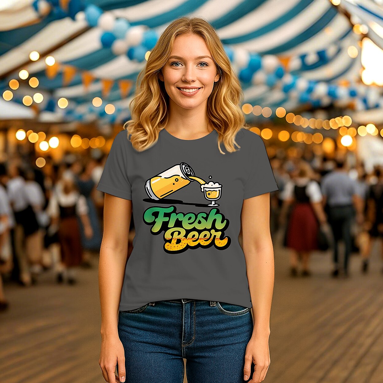T-shirt graphique Oktoberfest Fresh Beer pour femme