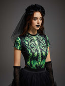 Women's Neon Skeleton Bride 3-Piece Halloween Costume Set