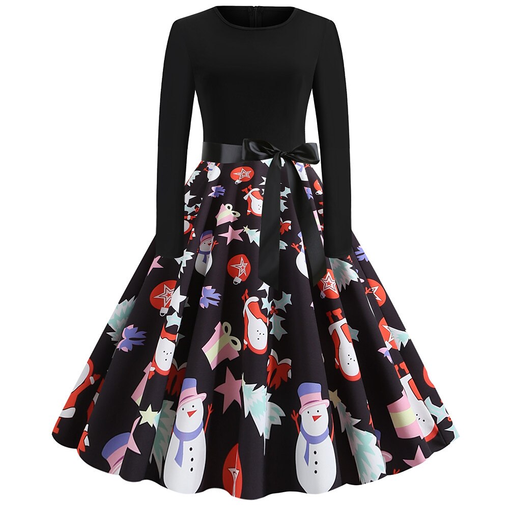 Christmas Print Fit & Flare A-Line Dress