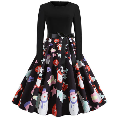 Christmas Print Fit & Flare A-Line Dress