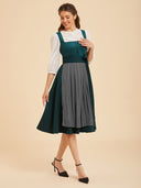Oktoberfest Teal Green Dirndl Dress with Satin Apron