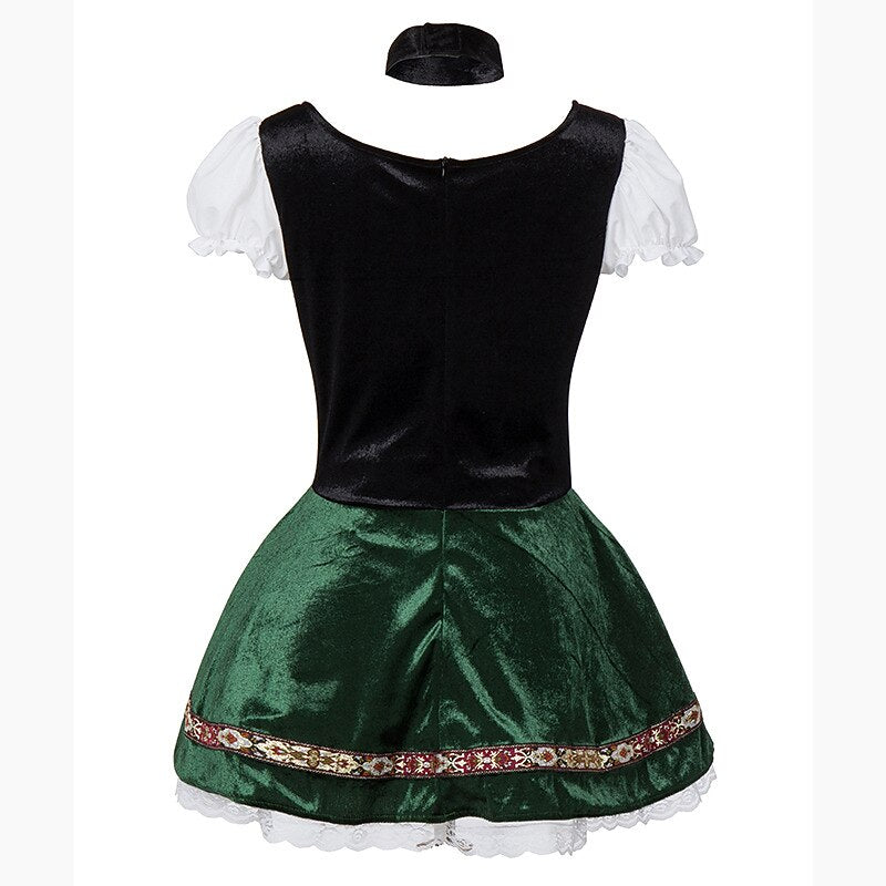 Oktoberfest Bavarian Green Dirndl Dress with Apron