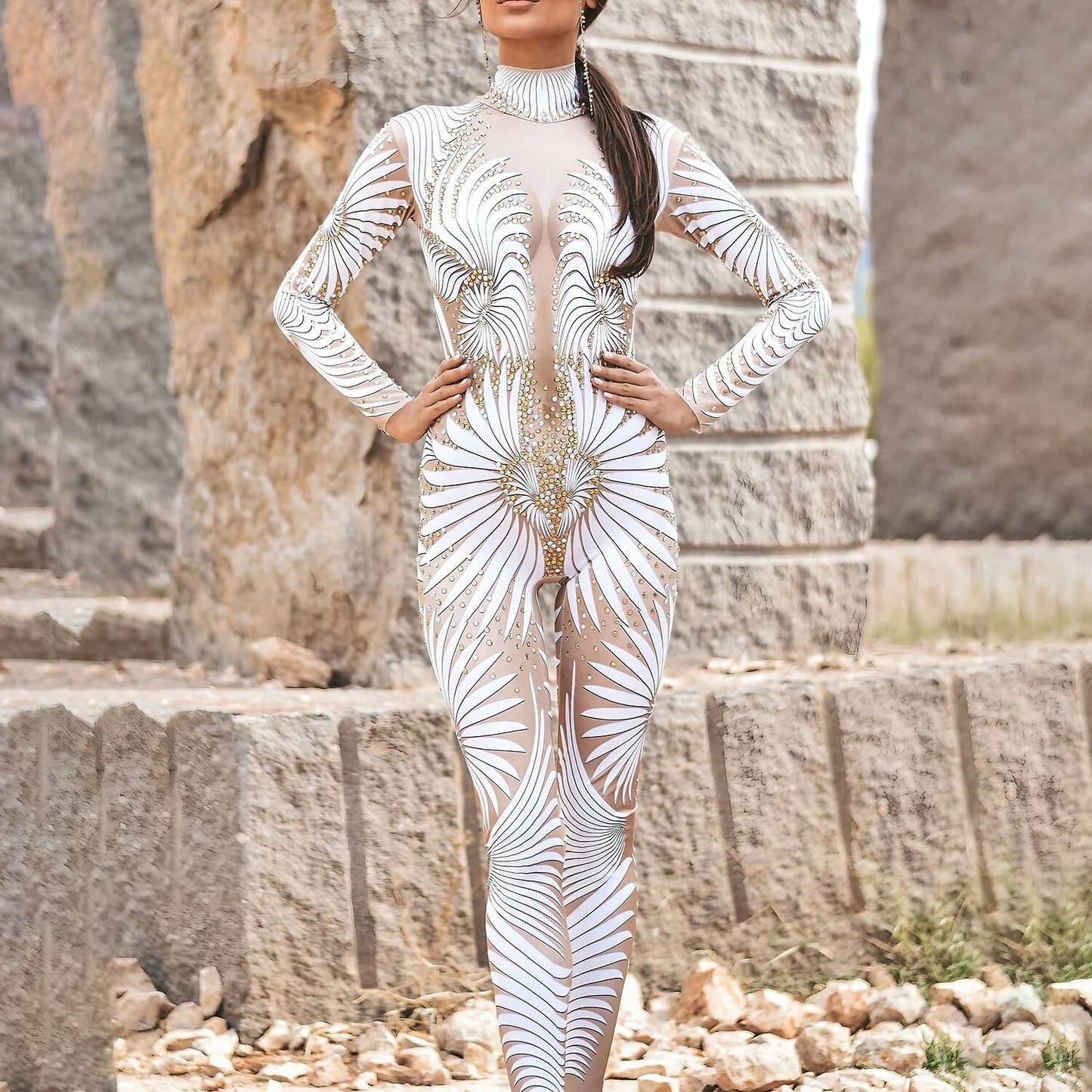 Skeleton Skull Full Body Catsuit for Women