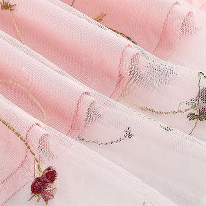 Embroidered Tie Strap Midi Dress