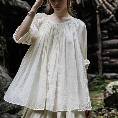 Retro Renaissance Style Basic Blouse for LARP & Casual Daily