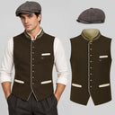 Set da uomo composto da gilet tradizionale marrone anni '20 e berretto da newsboy, 2 pezzi