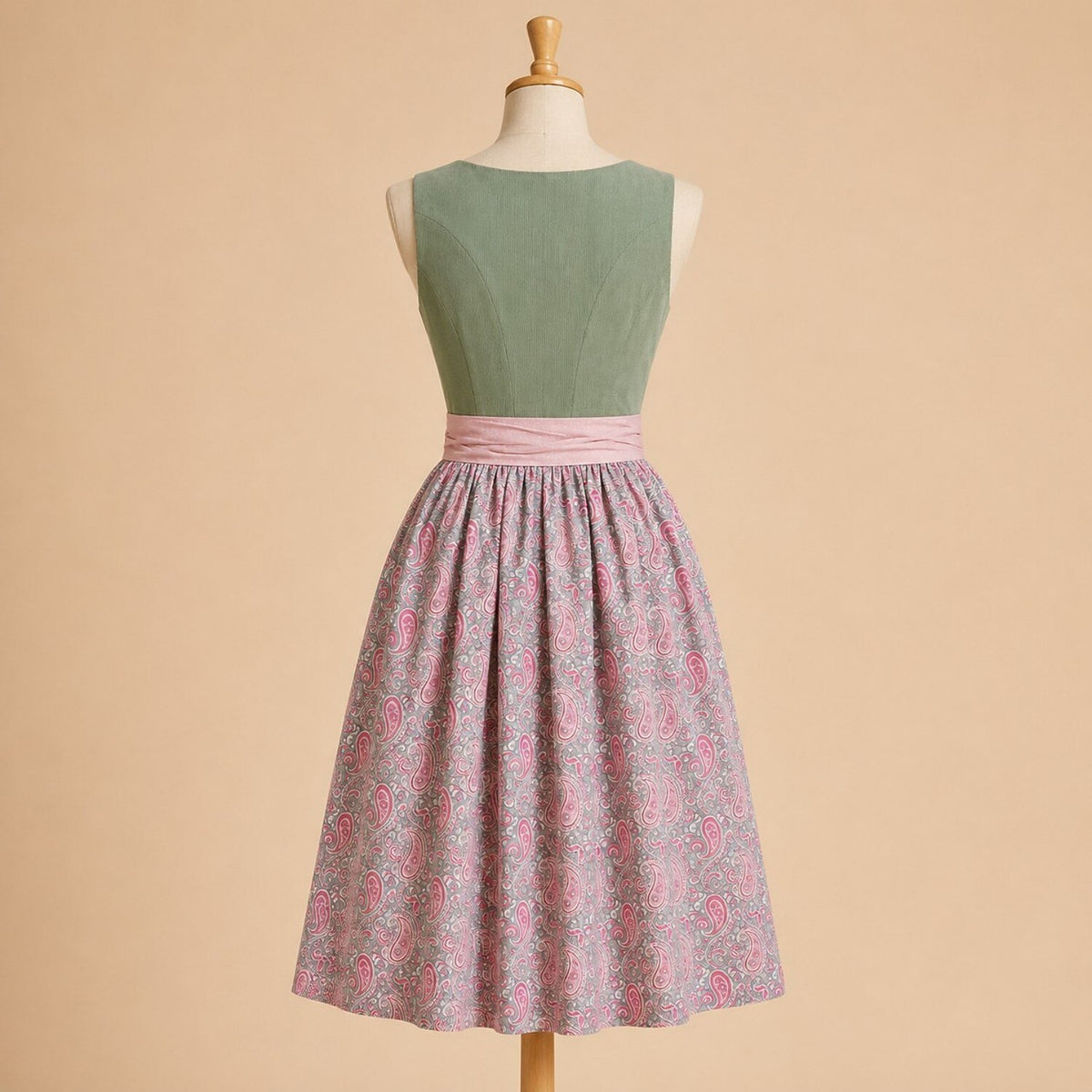 Premium Sage Green & Dusty Rose Oktoberfest Dirndl and White Lace Blouse Set