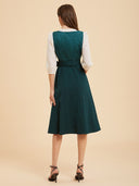 Oktoberfest Teal Green Dirndl Dress with Satin Apron