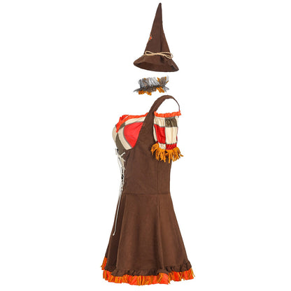 Scarecrow Halloween Costume Dress with Hat