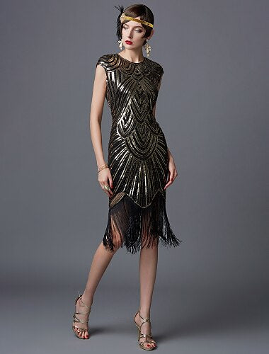 Art Deco Sequin Tassel Flapper Cocktail Dress