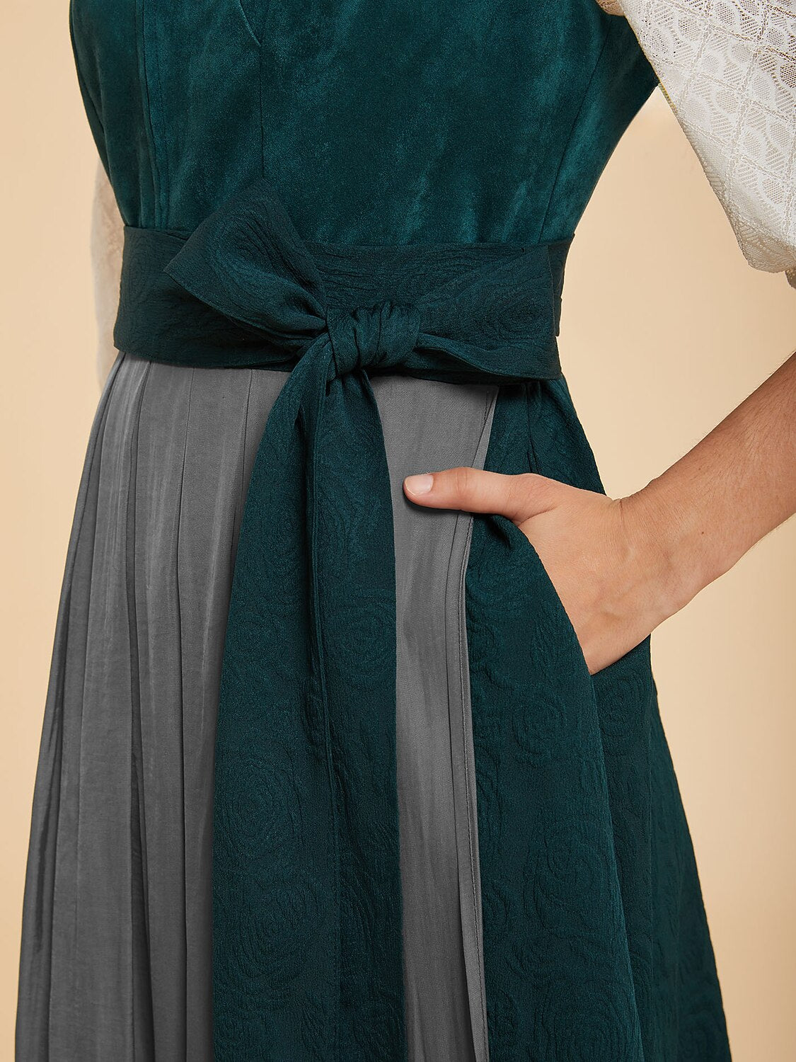 Women’s Oktoberfest Teal Green Midi Dirndl Dress with Satin Apron