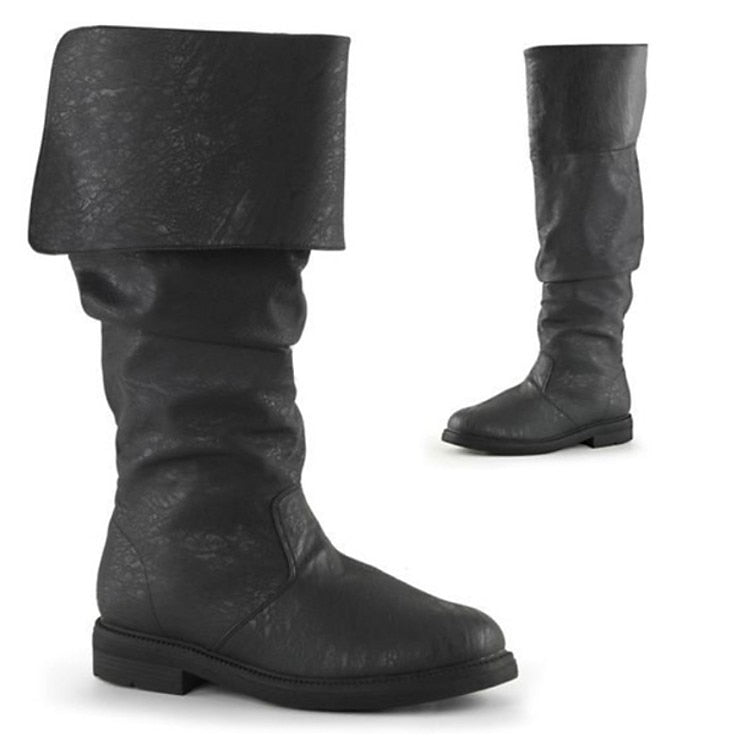 Unisex Medieval Renaissance Knee High Flat Jazz Boots