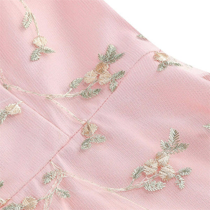 Floral Embroidered Halter Midi Dress