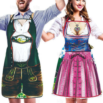 Tablier imprimé Oktoberfest Lederhosen &amp; Dirndl pour couples
