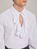 Men's White Victorian Ruffle Shirt & Black Pants Costume Set