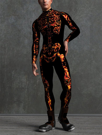 Men's Fire Style Skeleton Bodysuits