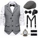 Men's Light Grey 1920s Heritage Gentleman 7-Piece Set