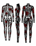 Men's Gothic Skeleton Bodysuit 2-Piece Halloween Costume Set