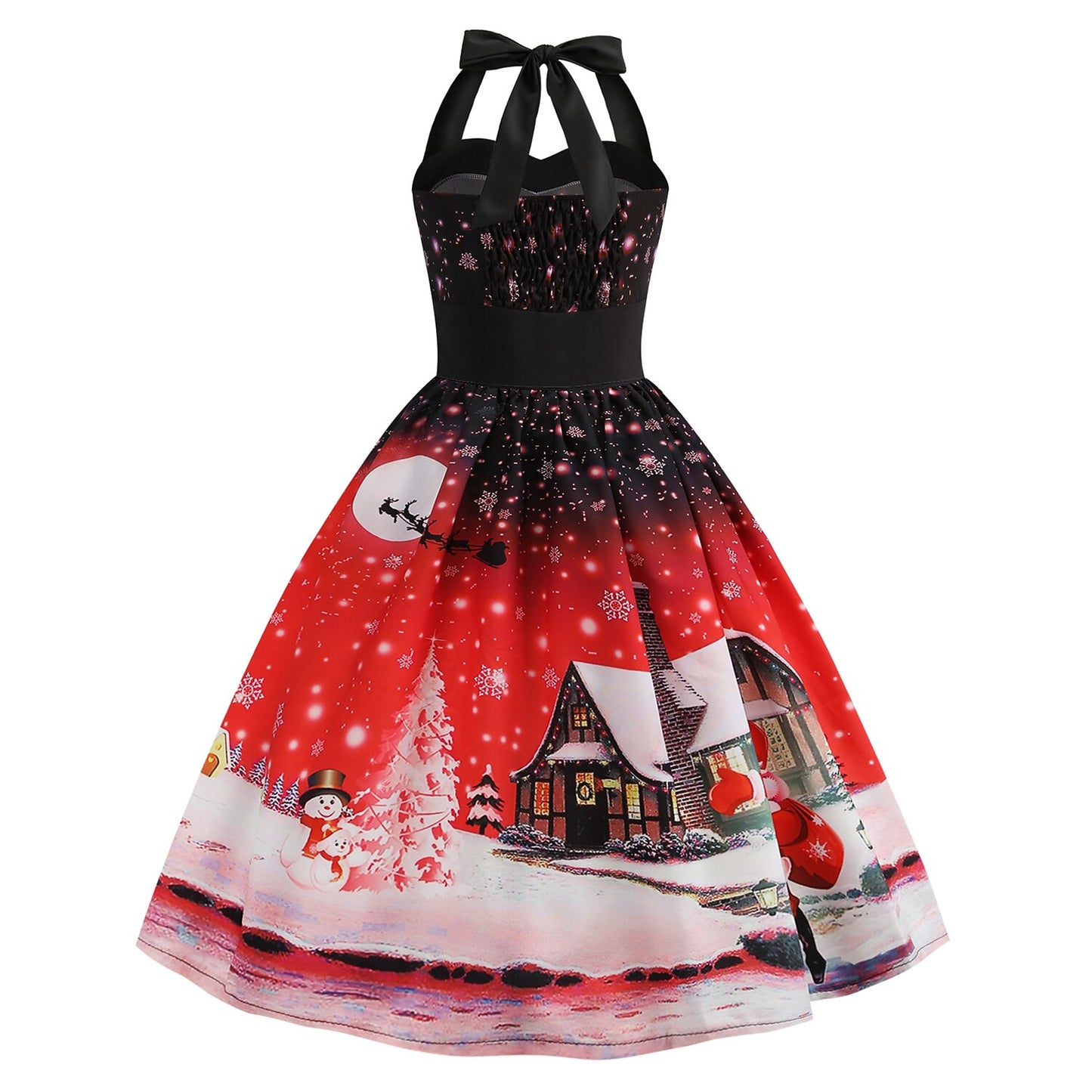 Retro Christmas Santa Halter Dress