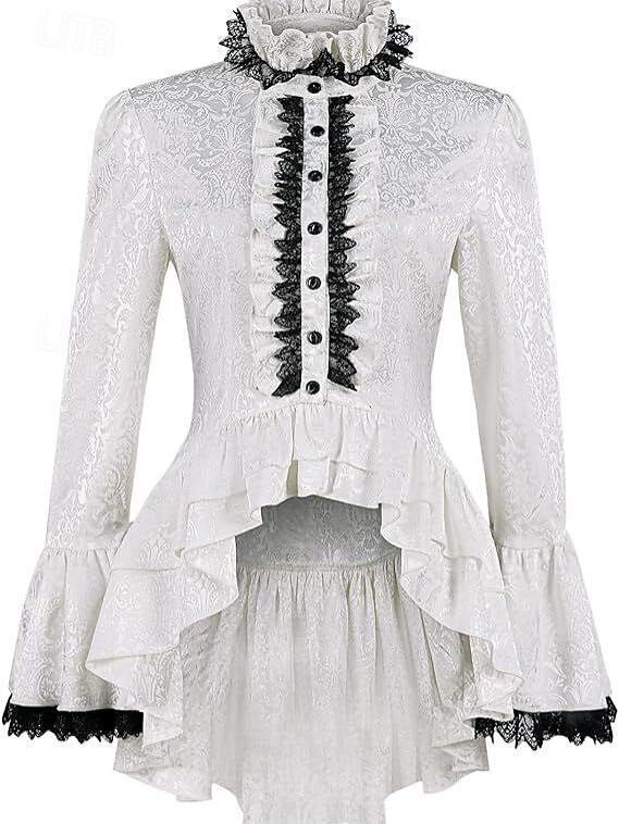 Rococo Victorian Style Goth Design Lace Ruffle  Blouse