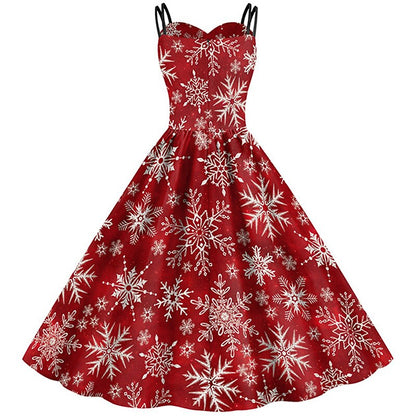 Christmas Vintage Snowflake Santa Pin-up Dress