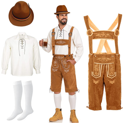 Oktoberfest Lederhosen Set with Shirt, Hat, and Socks