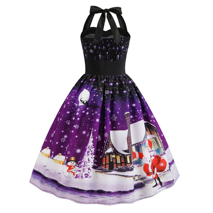 Retro Christmas Santa Halter Dress