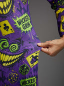 Women's Purple Joker Card Print Halloween Mini Dress