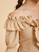 Women's Beige Off-Shoulder Ruffle Pirate Costume Set