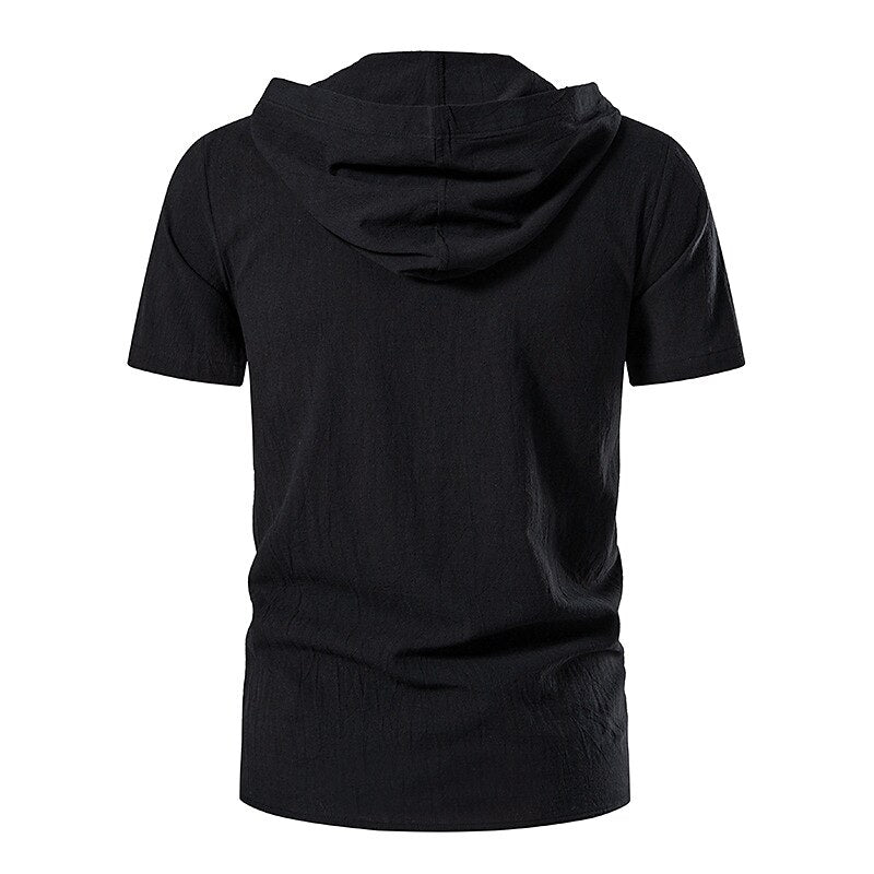 Retro Viking Style Short Sleeve Hooded Shirts