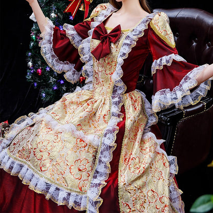Burgundy Rococo Ball Gown - Retrorobe