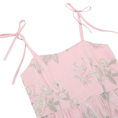 Floral Embroidered Sweetheart Midi Dress