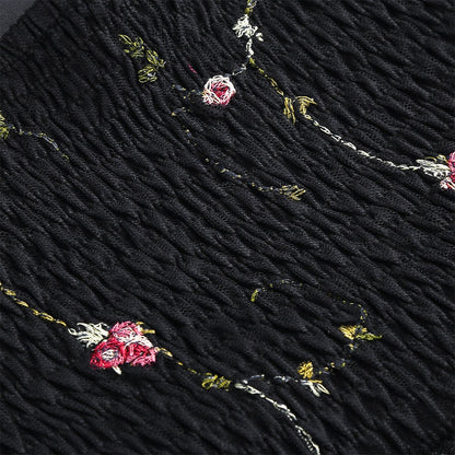 Embroidered Tie Strap Midi Dress