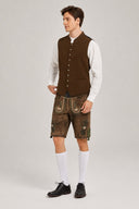 Men’s Brown Bavarian Oktoberfest Vest with Embroidery