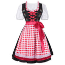 Oktoberfest Gingham Floral Dirndl Dress Set with Apron and Blouse - Retrorobe