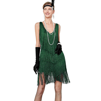 Sequin Fringe Charleston Dress with Accessories Set